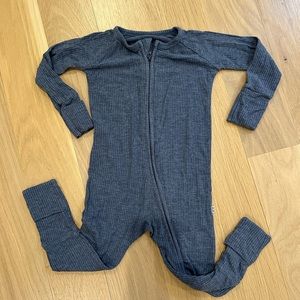 Little Sleepies Heather Ribbed Zippy in Dusty Indigo Size 6-12 months